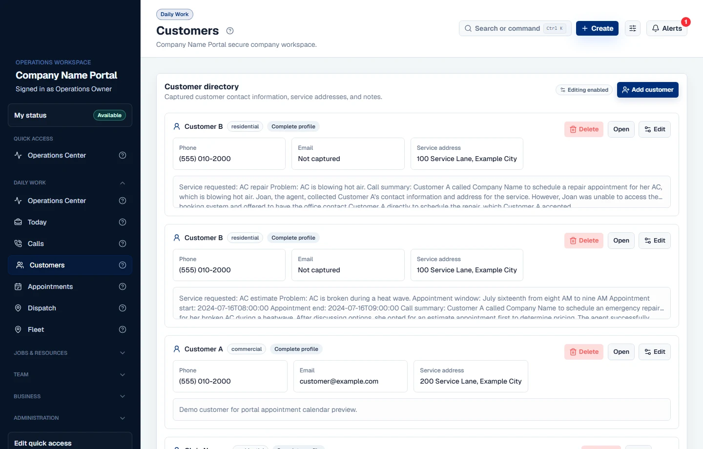 Sypher customer and property records